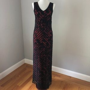 Vivienne Tam Black Sheer Overlay Red Floral Dress